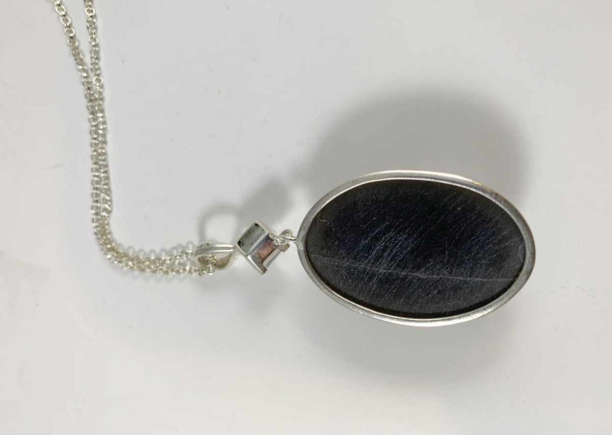 Blue Opal and Blue Topaz Silver Gemstone Pendant - Oval Shaped Pendant with Free Chain - Blue Gemstone Pendant - Solid 925 Sterling Silver