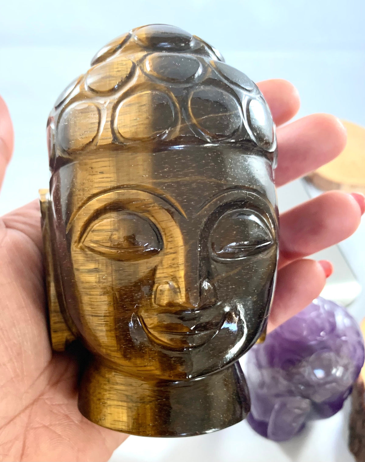 Natural Tiger Eye Buddha - Natural Gemstone Buddha - Healing Buddha - Healing Tiger Eye Buddha - Carved Gemstone Figurine - Gemstone Gift