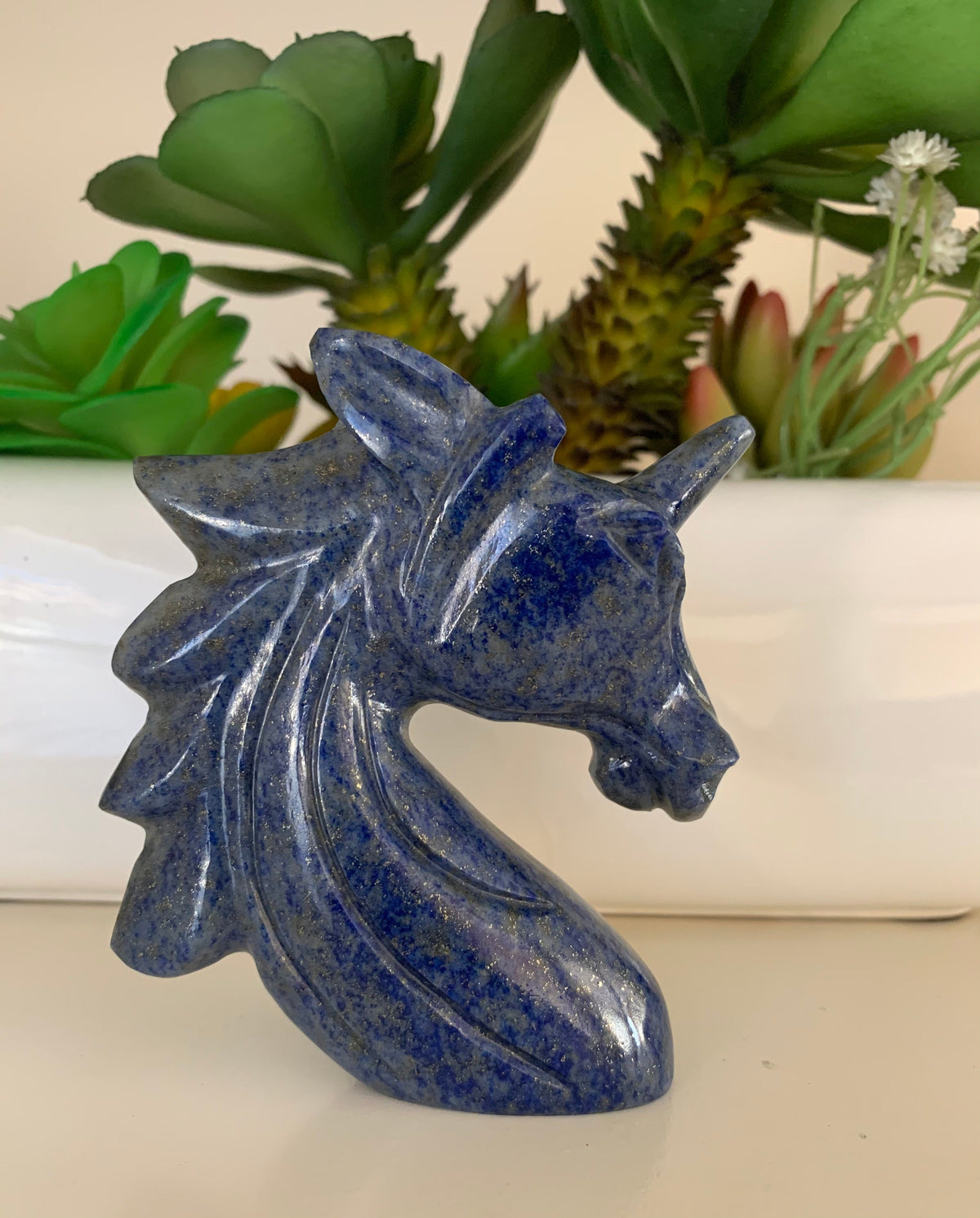 Natural Gemstone Unicorn - Carved Gemstone Figurine - Unicorn Gift - Green Aventurine - Lapis Lazuli - Black Obsidian - Gift for her
