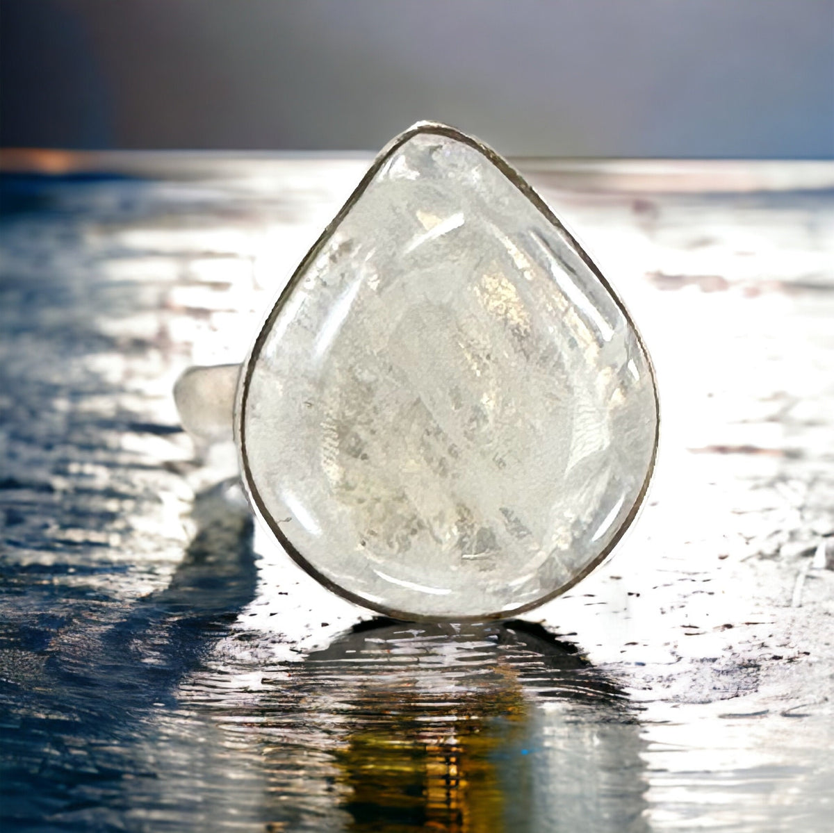 Genuine Moonstone Pear Shaped Ring - Size 6.5 Ring - June Birthstone - Ring for Her - Statement Ring - Solid 925 Sterling Silver Ring