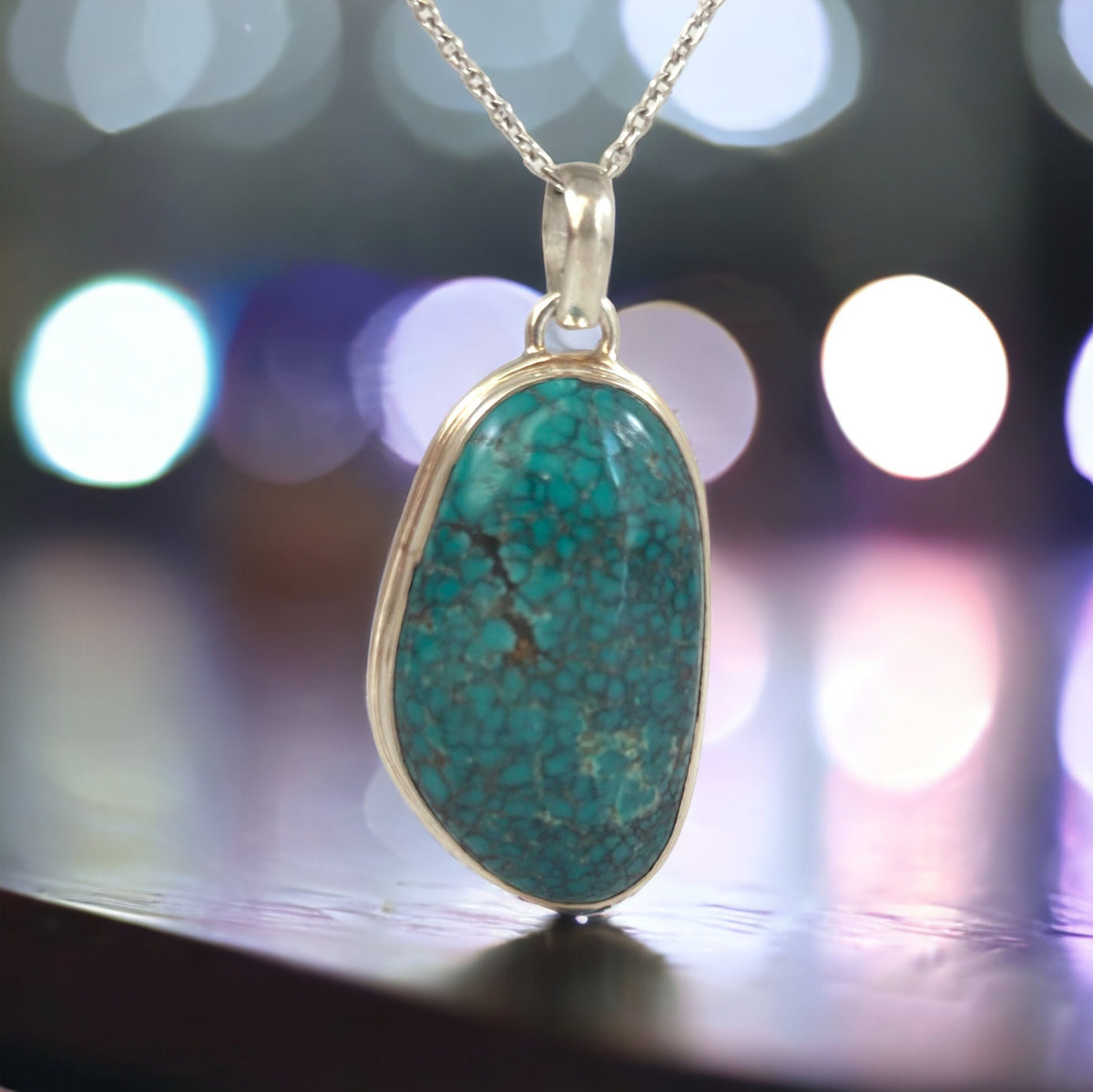 Turquoise Pendant - Gemstone Pendant - Stone Pendant - Men's Pendant - Women's Pendant - Unisex Pendant - Solid 925 Sterling Silver Pendant