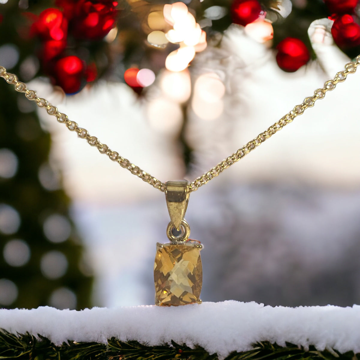 Flashy Citrine Pendant - Gold Citrine Pendant - November Birthstone - Birthday Gift - Anniversary Gift - Gold Plated Sterling Silver Pendant