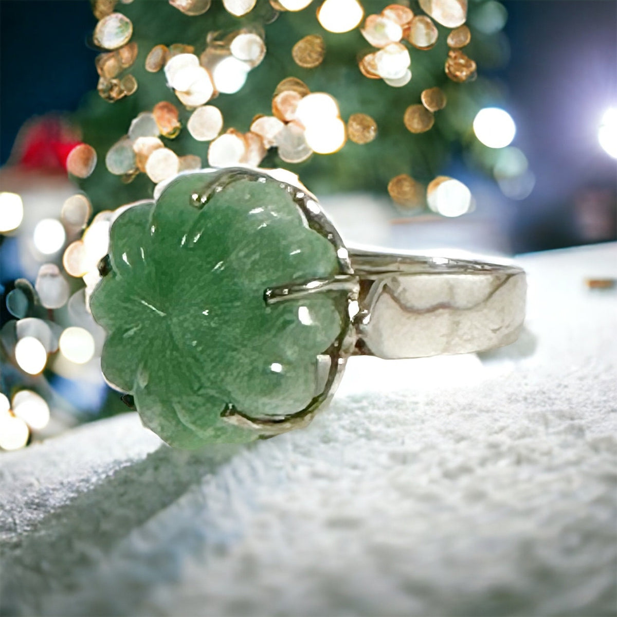 Extraordinary Green Fluorite Ring - Carved Floral Fluorspar Ring - Big Fluorite Ring - Green Gemstone Ring - US 8 Ring - Solid 925 Silver