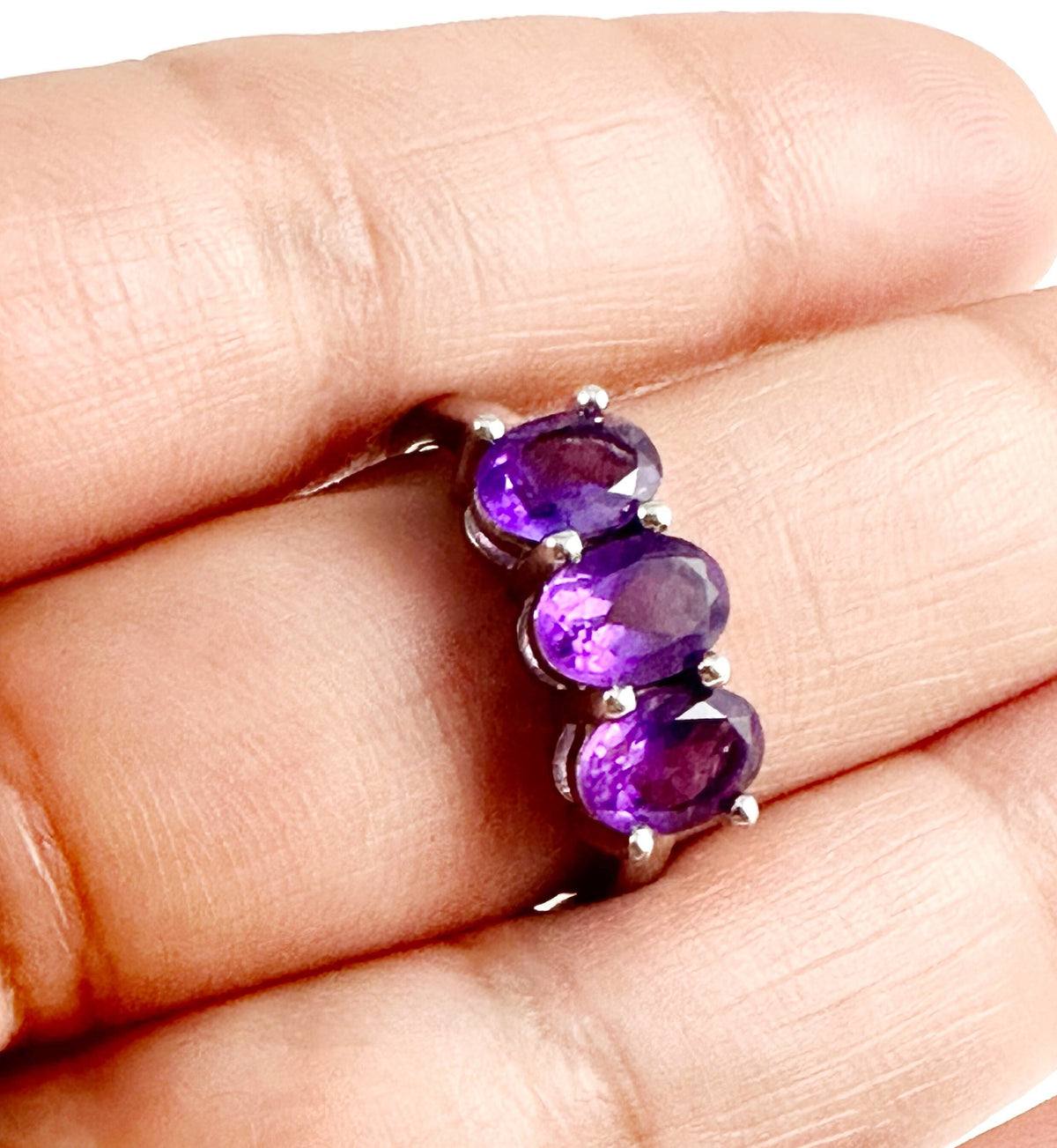 Natural Amethyst Ring - US 7.75 - Statement Ring - Gemstone Ring - February Birthstone - Silver Ring - Solid 925 Sterling Silver Ring