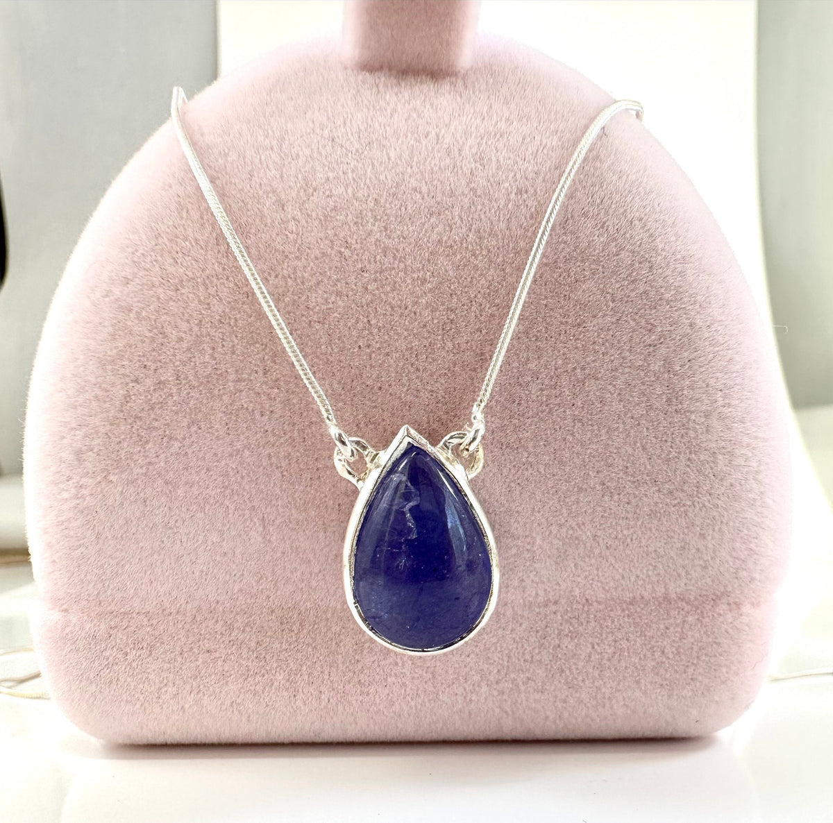 Genuine Tanzanite Pendant with Attached Chain - Pear Shaped Pendant - Tanzanite Necklace - December Birthstone - Solid Sterling Silver