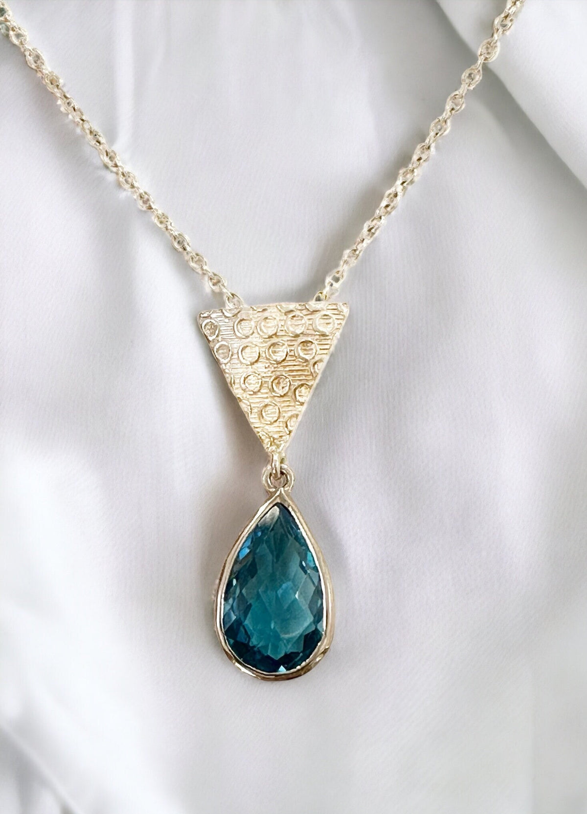 Genuine Blue Topaz Pendant with FREE Chain - Blue Topaz Pendant - December Birthstone - Solid 925 Sterling Silver