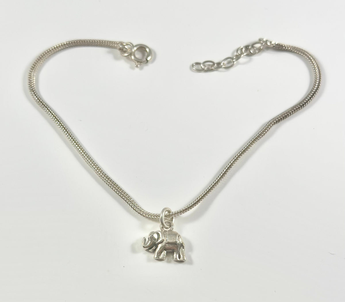 Dainty Silver Chain and Tiny Elephant Anklet Bracelet - Dainty Bracelet -Solid Sterling Silver Anklet Bracelet