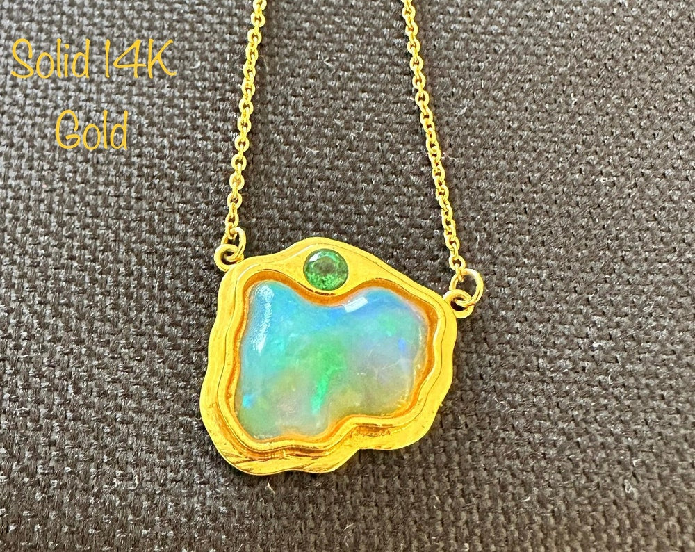 Solid 14K Gold Opal Pendant