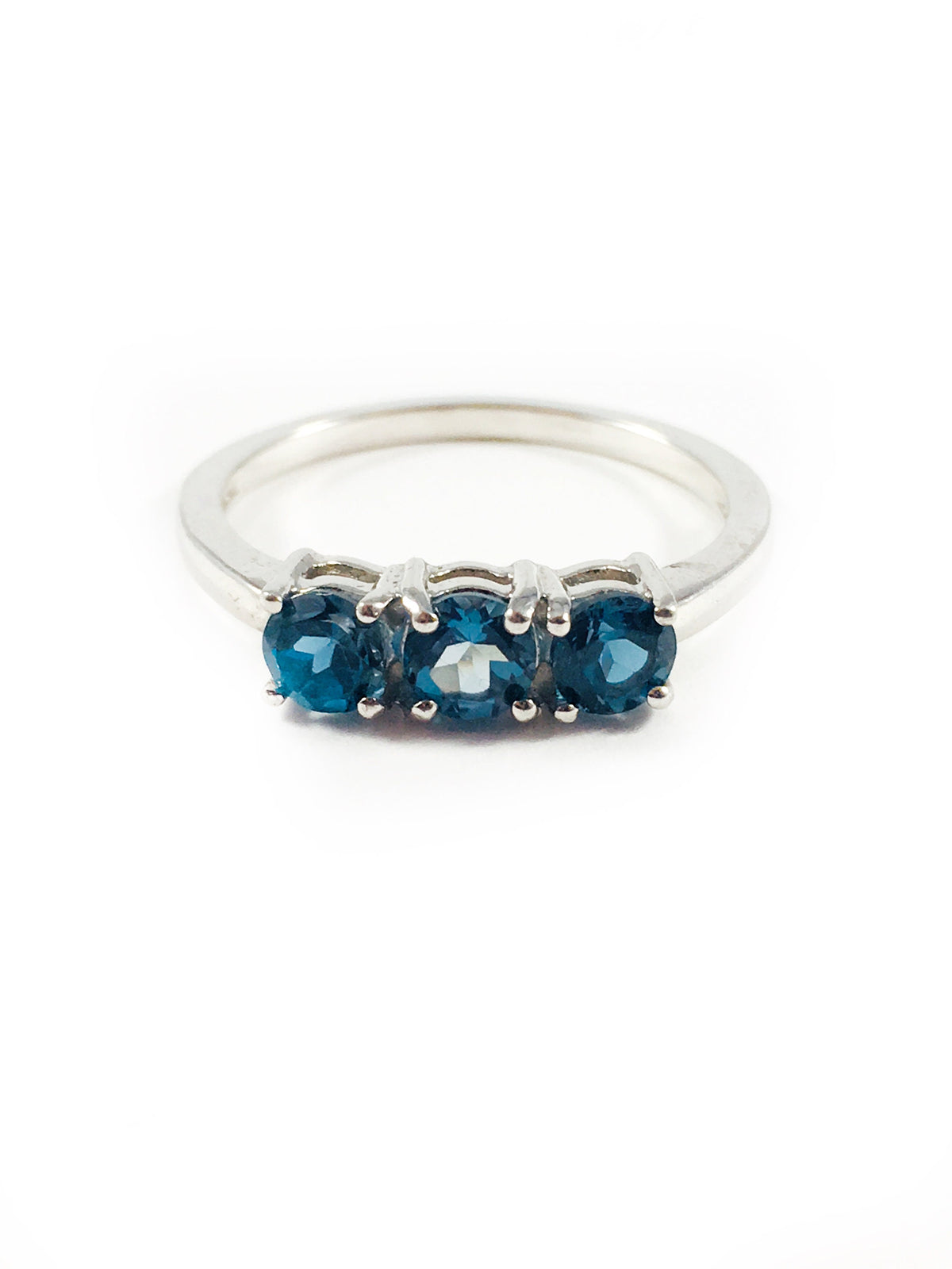 Natural London Blue Topaz Ring - US 7.75 - Blue Topaz Ring - November Birthstone - Gemstone Ring - Gift for Her - Solid Sterling Silver Ring