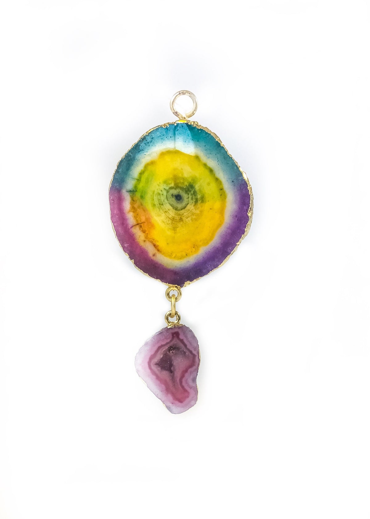 Rainbow Agate Pendant - Agate Druzy Pendant - Rainbow Pendant - Gemstone Pendant - Colorful Pendant -  September Birthstone - Silver Pendant