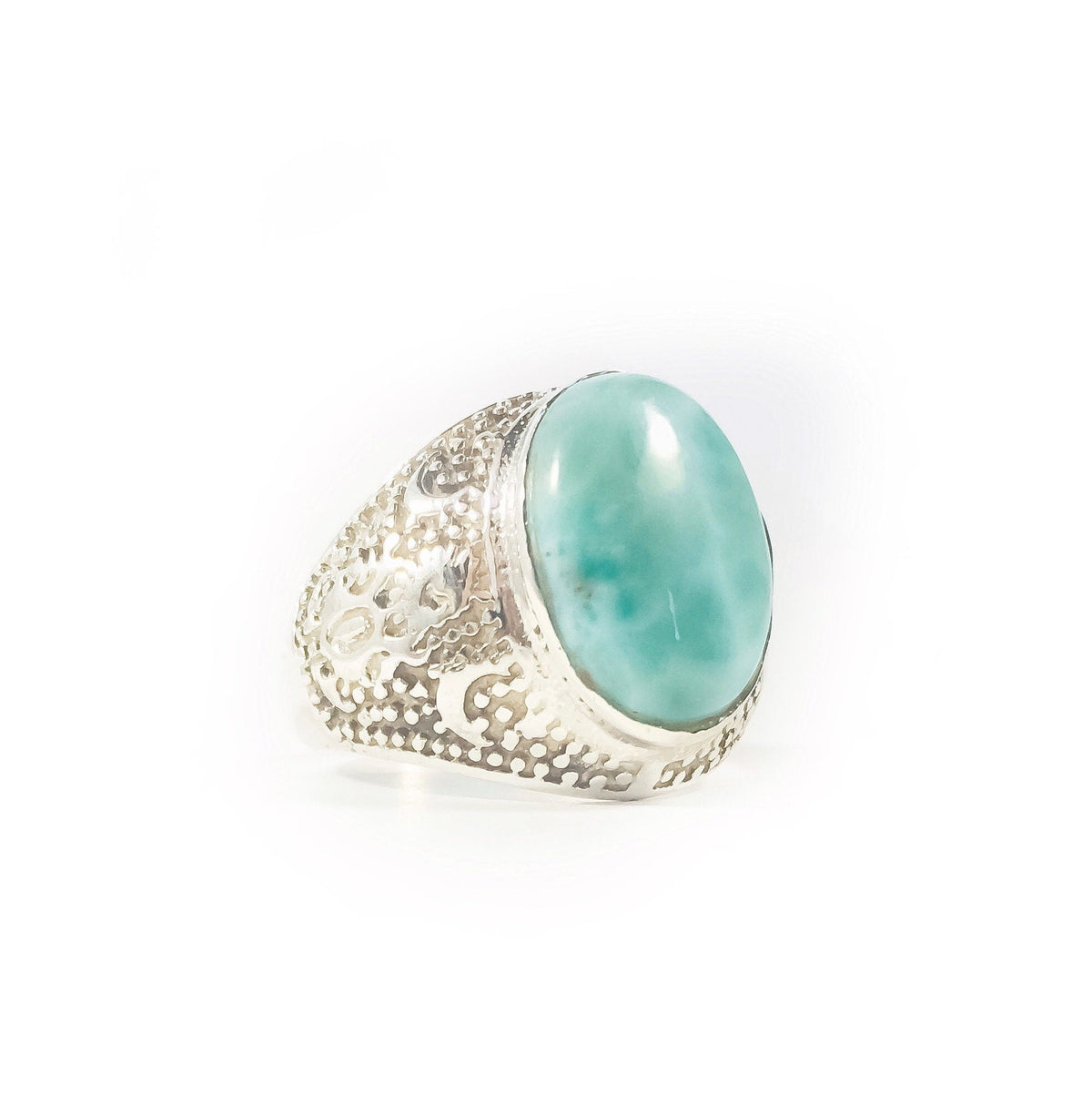 Genuine Larimar Ring - Unisex Ring - Men's Larimar Ring - Women's Larimar Ring - Size 9.5 Ring - Solid 925 Sterling Silver Larimar Ring
