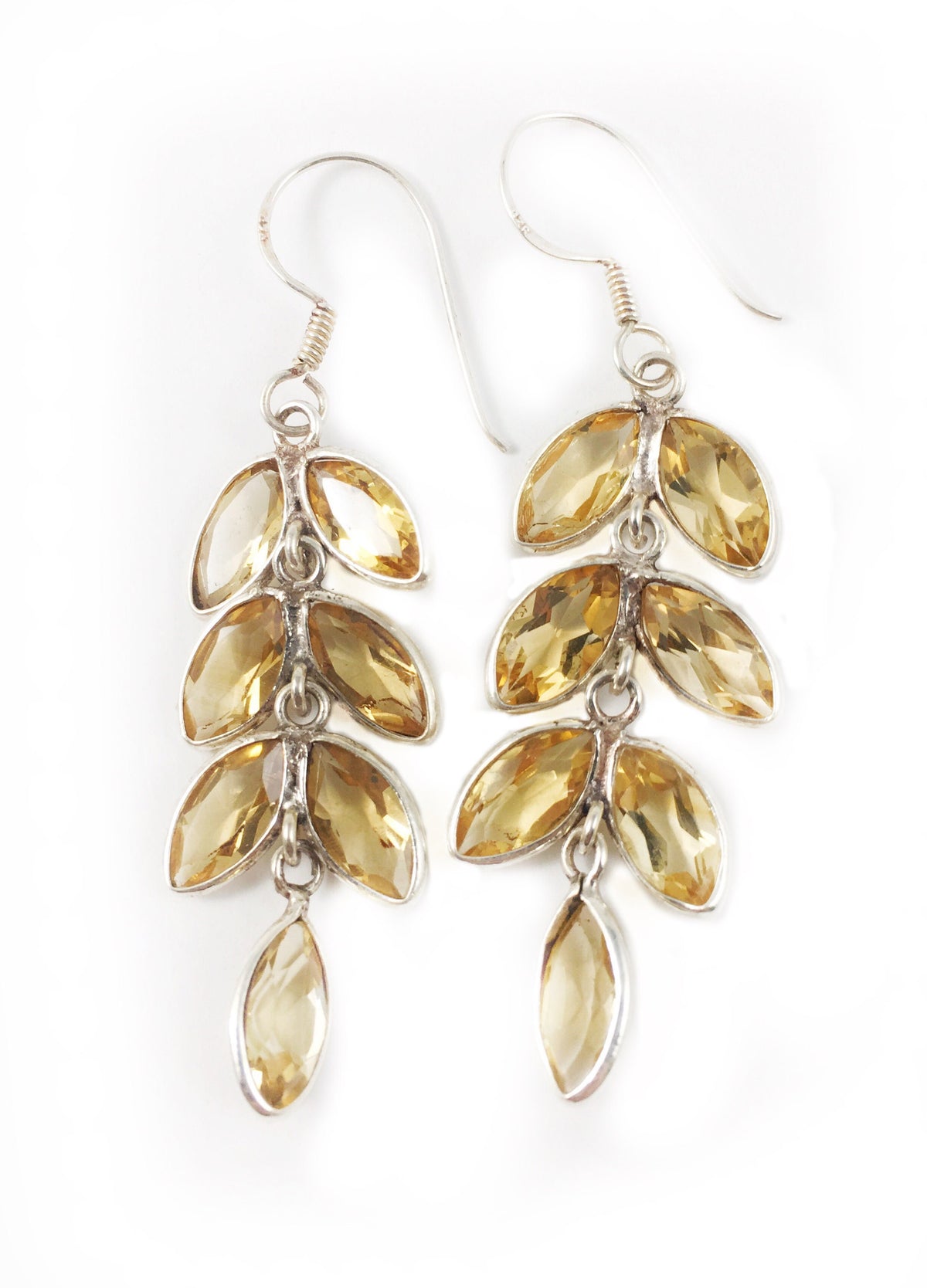 Natural Citrine Leaf Earrings - Party Earrings - Gemstone Earrings - November Birthstone - Gift for Her - Solid 925 Sterling Silver Earrings