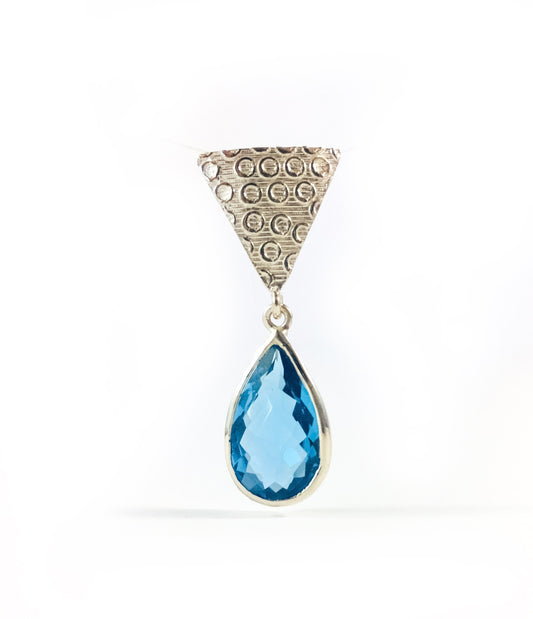 Genuine Blue Topaz Pendant with FREE Chain - Blue Topaz Pendant - December Birthstone - Solid 925 Sterling Silver