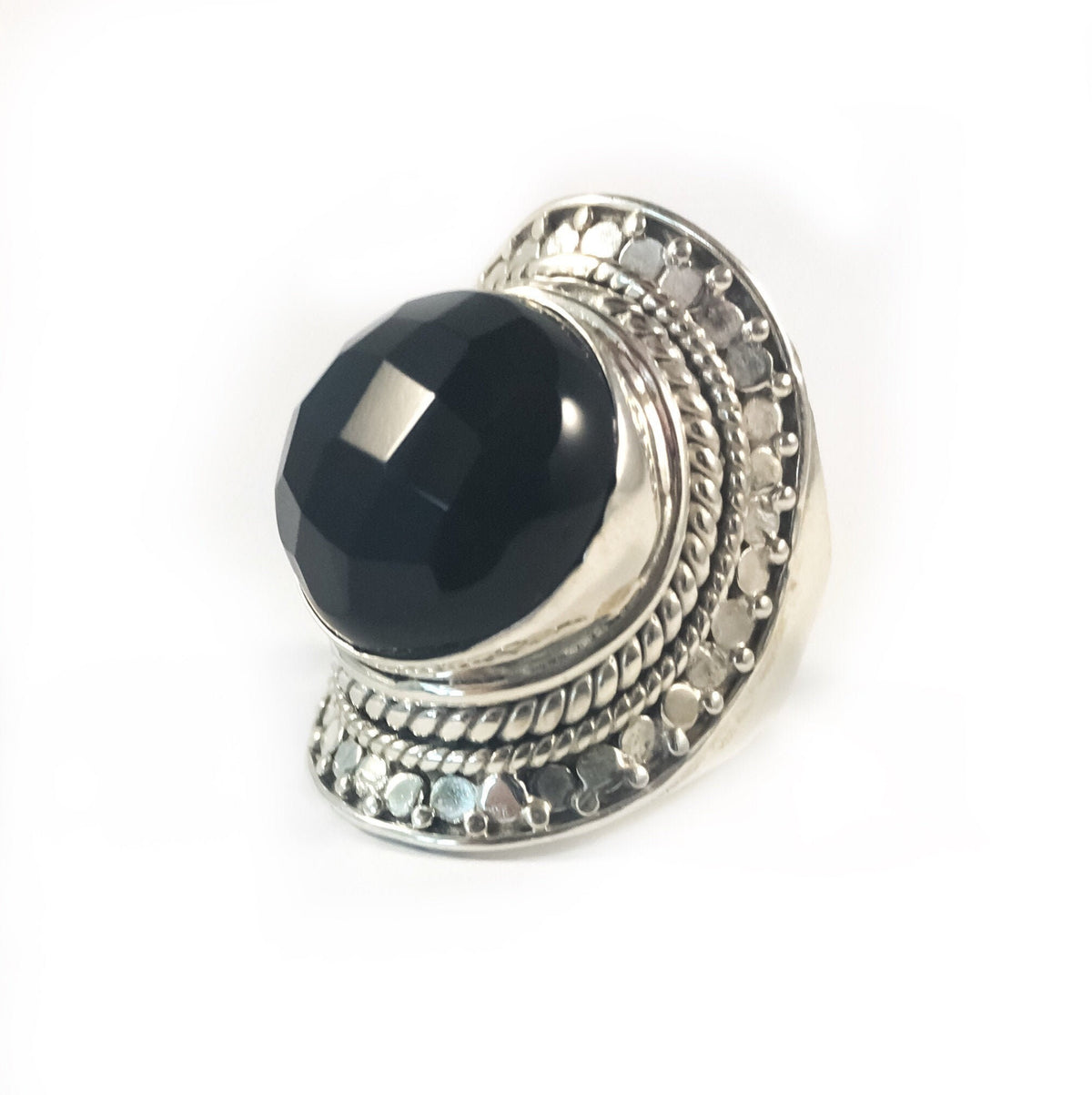 Onyx Ring - Black Onyx Ring - US 7.5 - Onyx Statement Ring - Crafted Silver Ring - Intricate Ring - Solid 925 Sterling Silver Ring