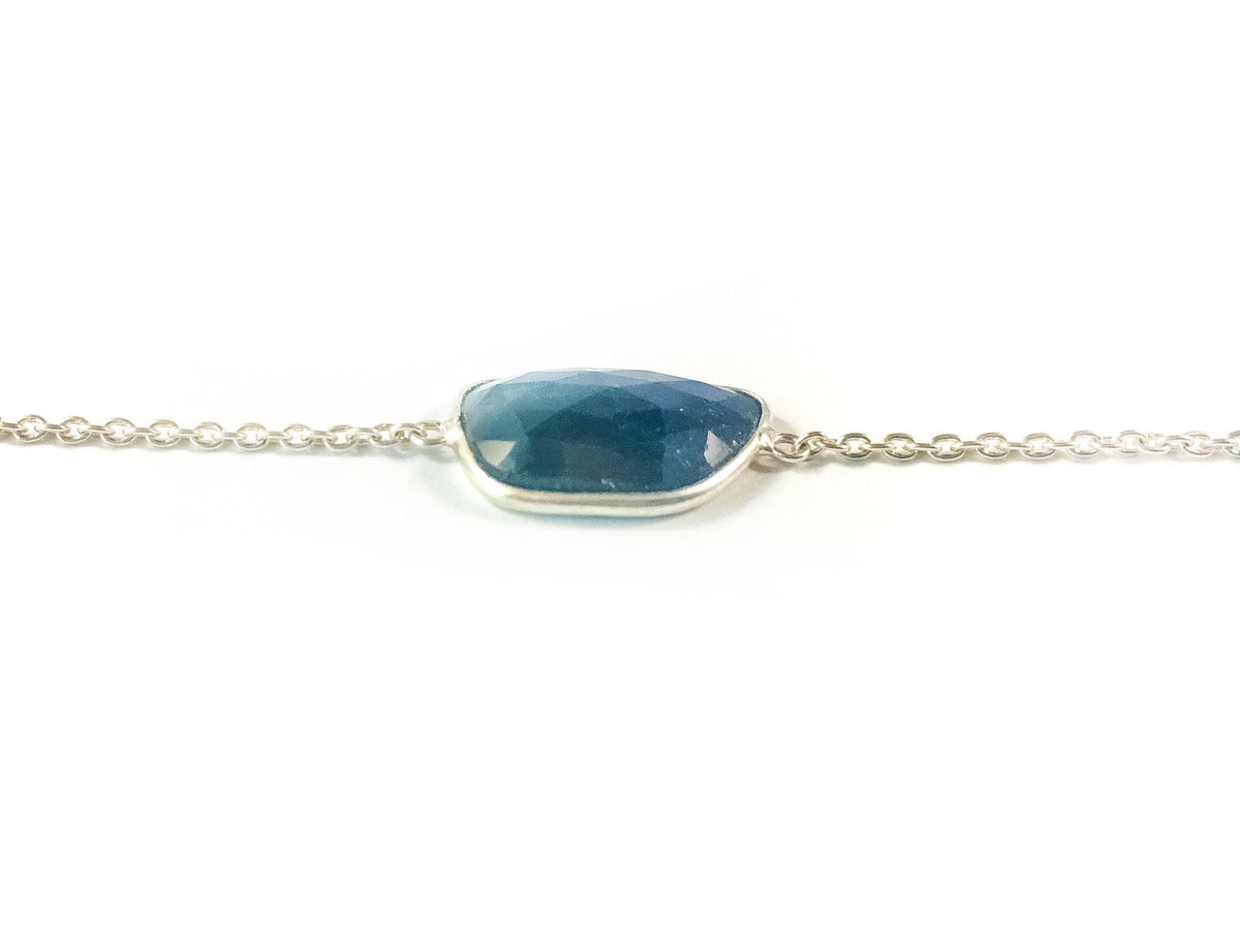 Genuine Sapphire Dainty Bracelet - Sapphire Chain Bracelet - September Birthstone - Bracelet for Her - Solid 925 Sterling Silver Bracelet