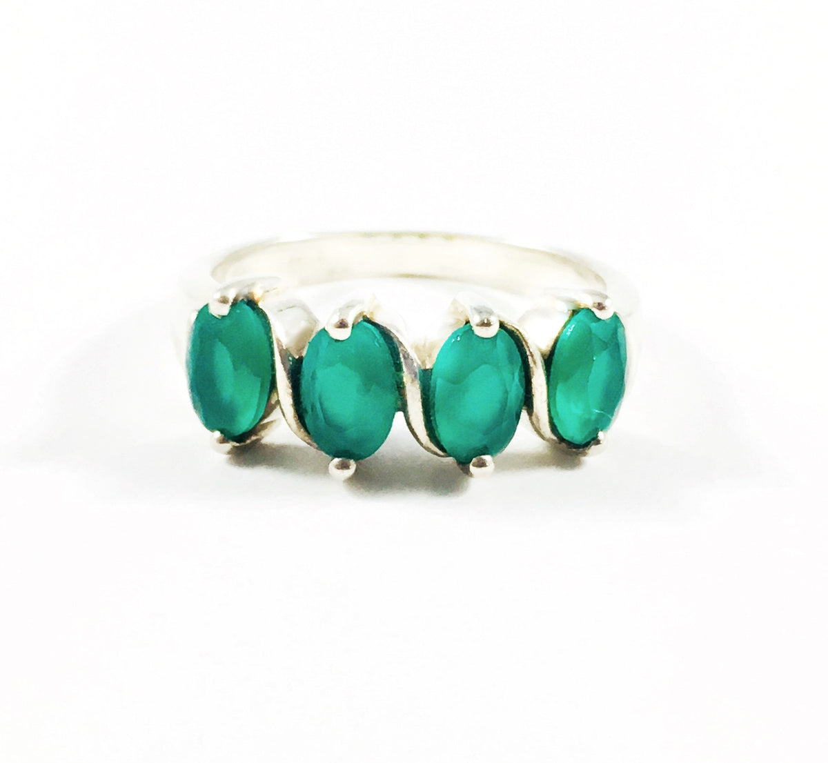 Genuine Green Onyx Ring - Onyx Ring - July Birthstone Ring - Gift for Her - Green Stone Ring - Size 7.75 Ring - Solid Sterling Silver Ring