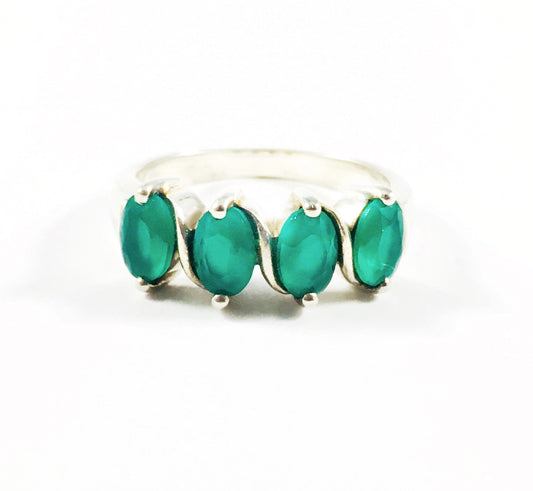 Genuine Green Onyx Ring - Onyx Ring - July Birthstone Ring - Gift for Her - Green Stone Ring - Size 7.75 Ring - Solid Sterling Silver Ring