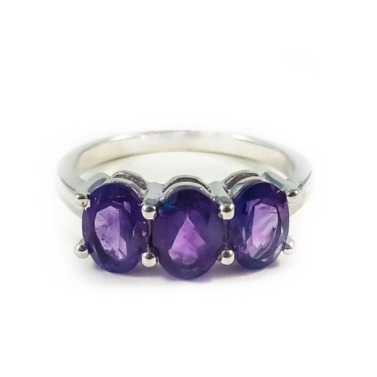 Natural Amethyst Ring - US 7.75 - Statement Ring - Gemstone Ring - February Birthstone - Silver Ring - Solid 925 Sterling Silver Ring