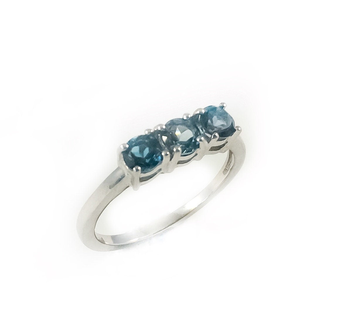Natural London Blue Topaz Ring - US 7.75 - Blue Topaz Ring - November Birthstone - Gemstone Ring - Gift for Her - Solid Sterling Silver Ring