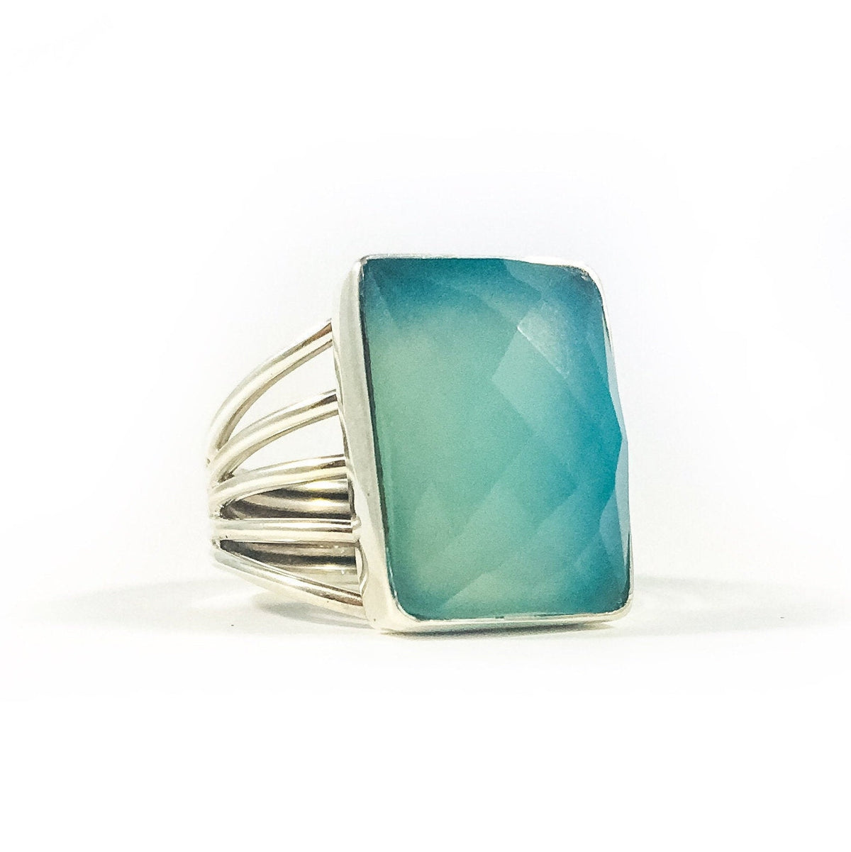 Statement Ring - US 10 - Genuine Chalcedony Ring - Unisex Ring - Men's Statement Ring - Women's Statement Ring - Solid Sterling Silver Ring