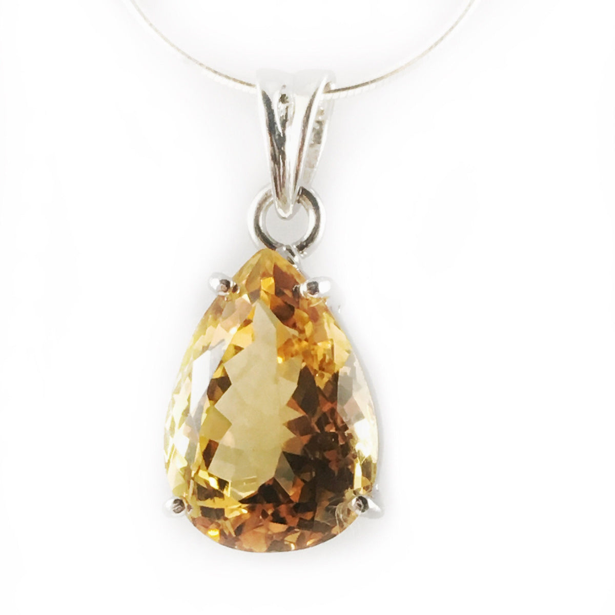Natural Pear Shaped Citrine Pendant - Sparkling High Quality Citrine -November Birthstone - Gift for Her - Solid 925 Sterling Silver Pendant