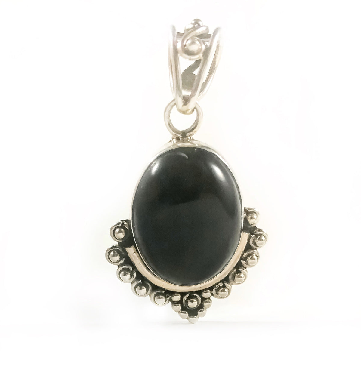 Genuine Black Onyx Silver Pendant - Exquisitely Crafted Pendant - Black Onyx Cabochon Pendant - Gift for Her - Solid Sterling Silver Pendant
