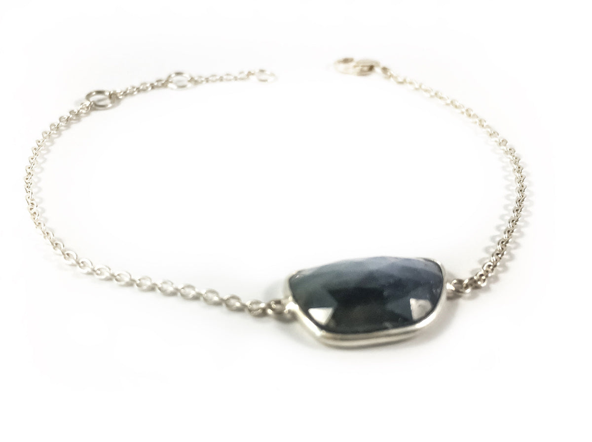Genuine Sapphire Dainty Bracelet - Sapphire Chain Bracelet - September Birthstone - Bracelet for Her - Solid 925 Sterling Silver Bracelet