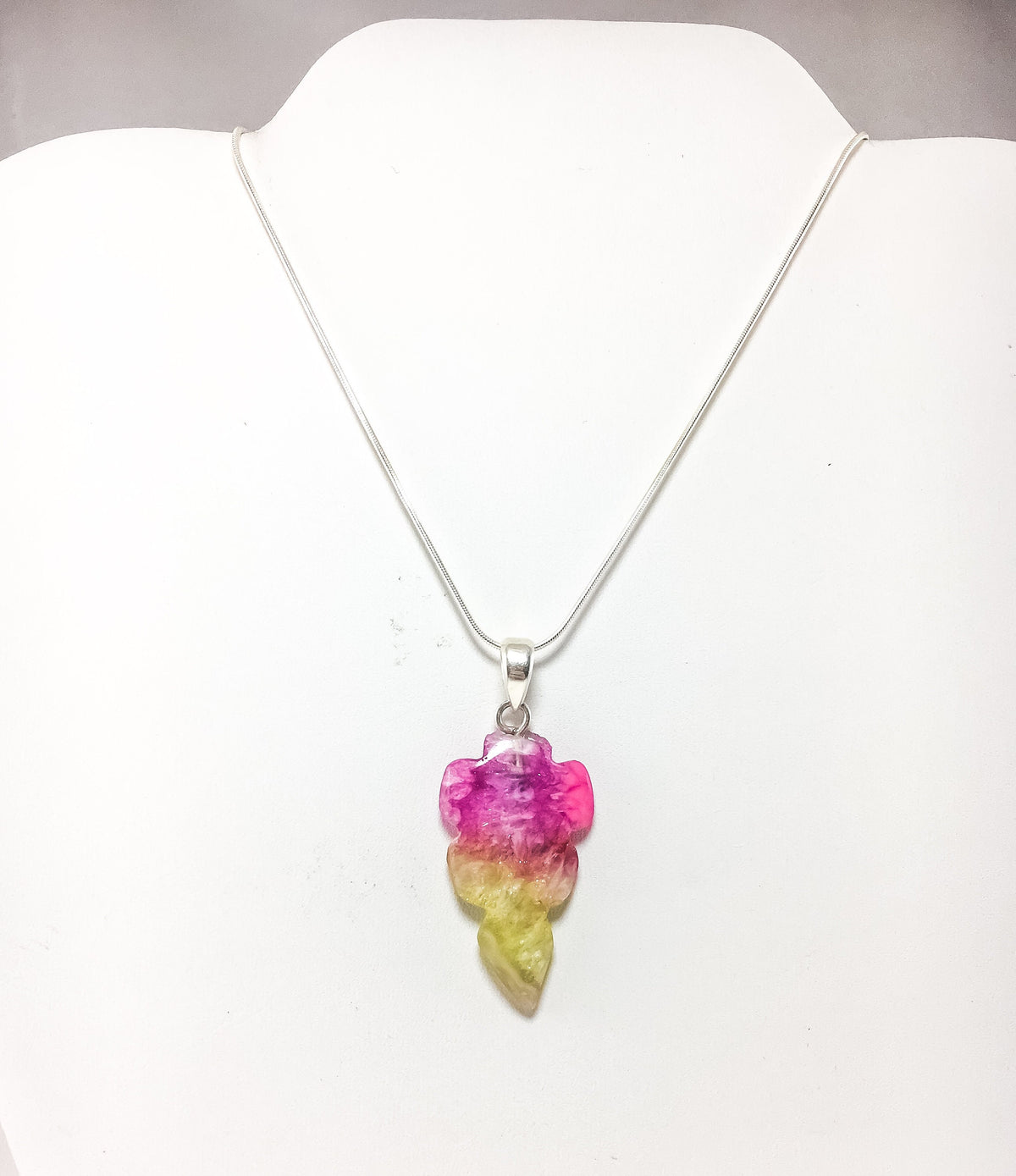 Colorful Agate Pendant with Chain - Agate Leaf Pendant - Rainbow Pendant - Colorful Gemstone Pendant -  June Birthstone - Fall Leaf Pendant