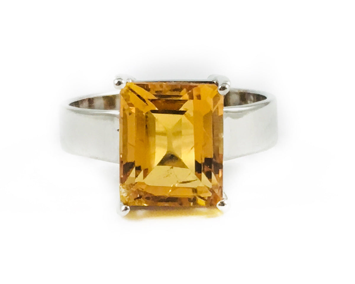 Gorgeous Citrine Ring - Citrine Square Shaped Ring - Sqaure Citrine Ring - Size US 7.0 Citrine Ring - Solid 925 Sterling Silver Ring