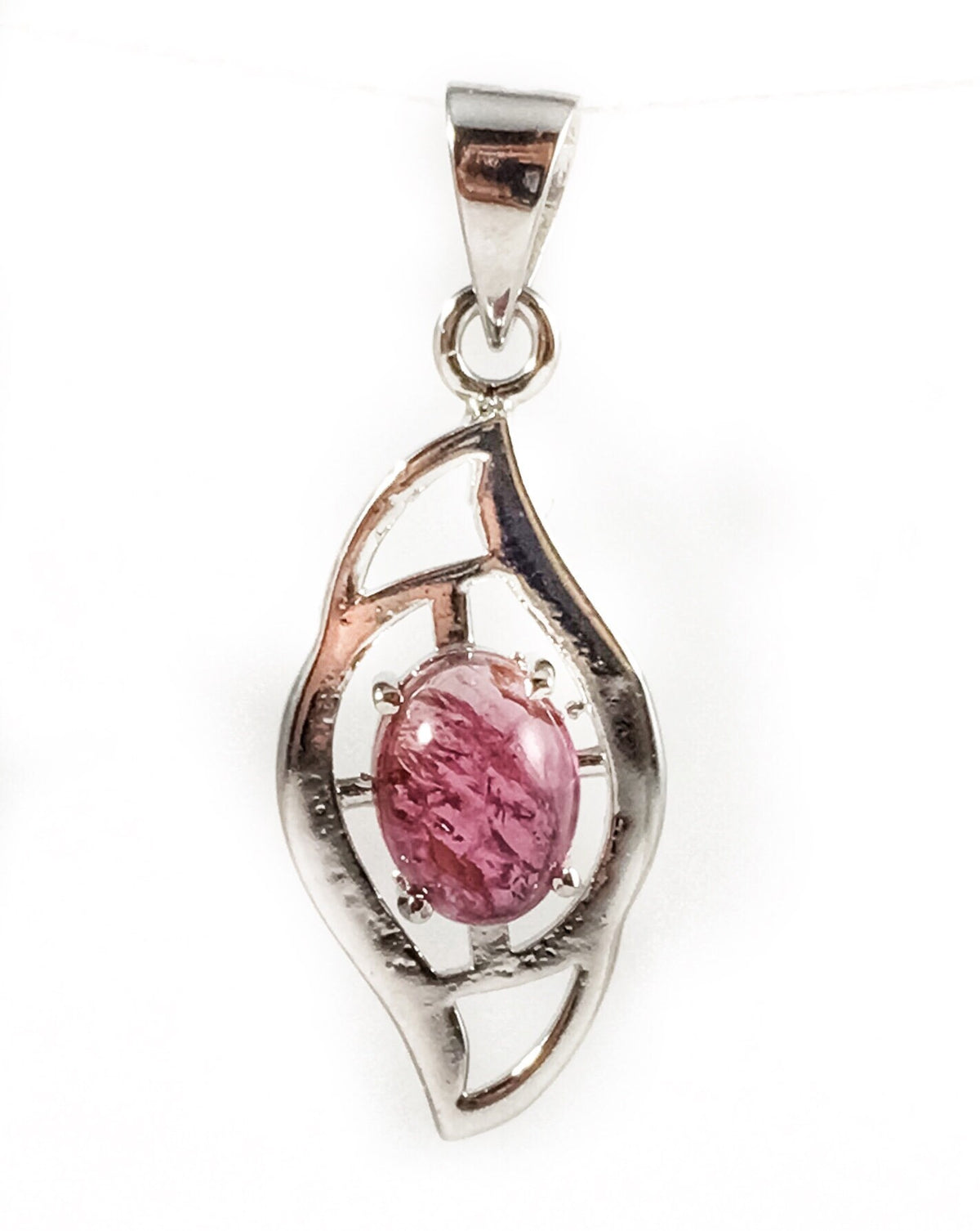 Natural Pink Tourmaline Pendant with Free Chain - Tourmaline Cabochon Pendant - Pink Gemstone Pendant - Solid 925 Sterling Silver Pendant