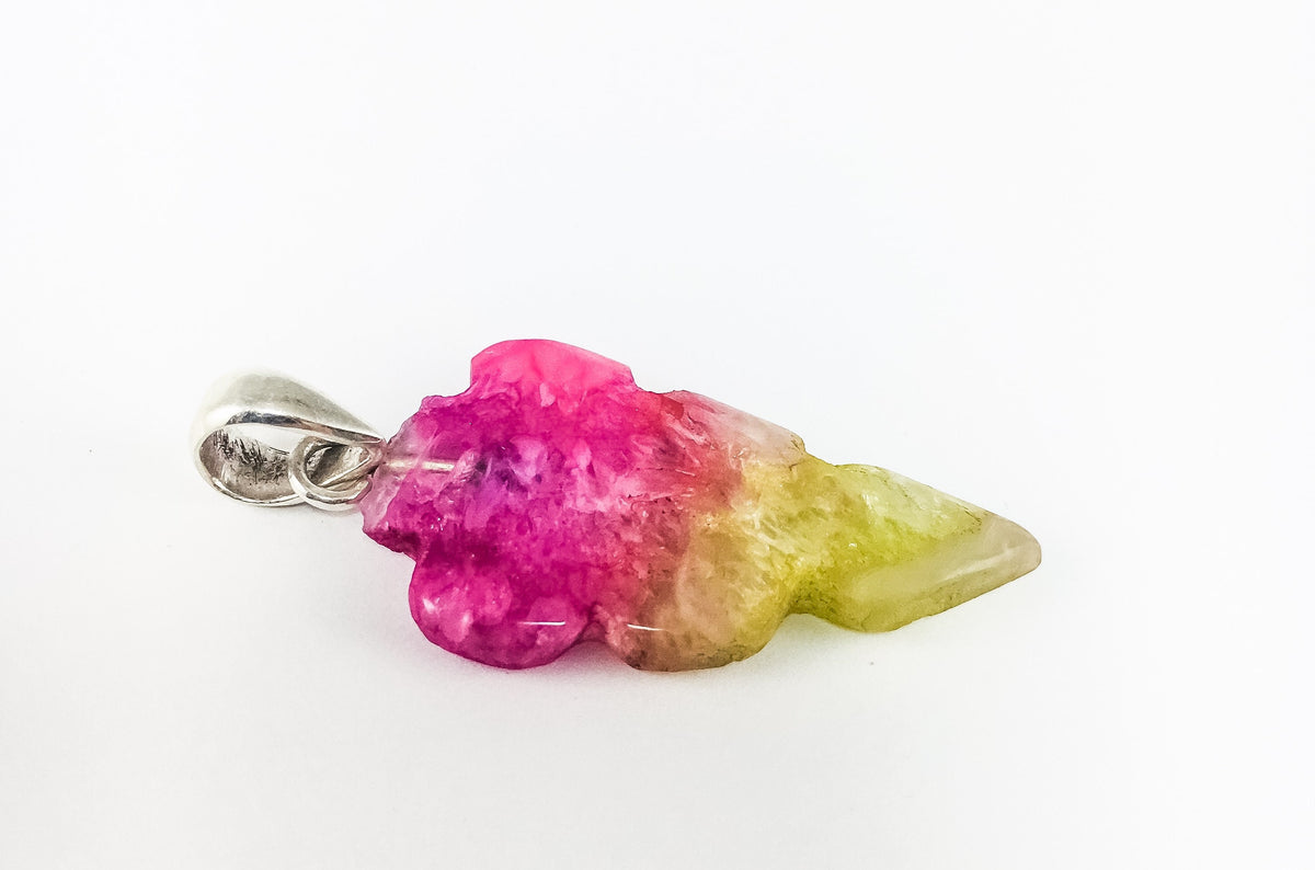 Colorful Agate Pendant with Chain - Agate Leaf Pendant - Rainbow Pendant - Colorful Gemstone Pendant -  June Birthstone - Fall Leaf Pendant
