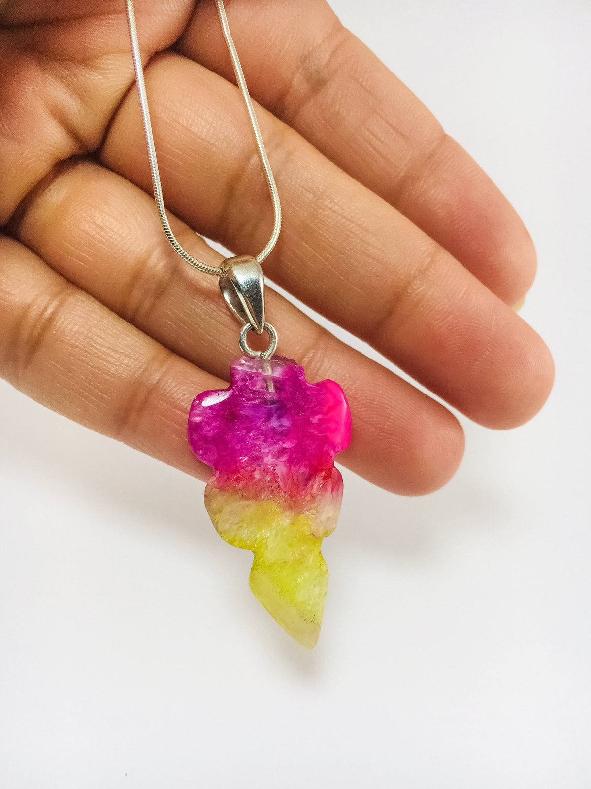 Colorful Agate Pendant with Chain - Agate Leaf Pendant - Rainbow Pendant - Colorful Gemstone Pendant -  June Birthstone - Fall Leaf Pendant