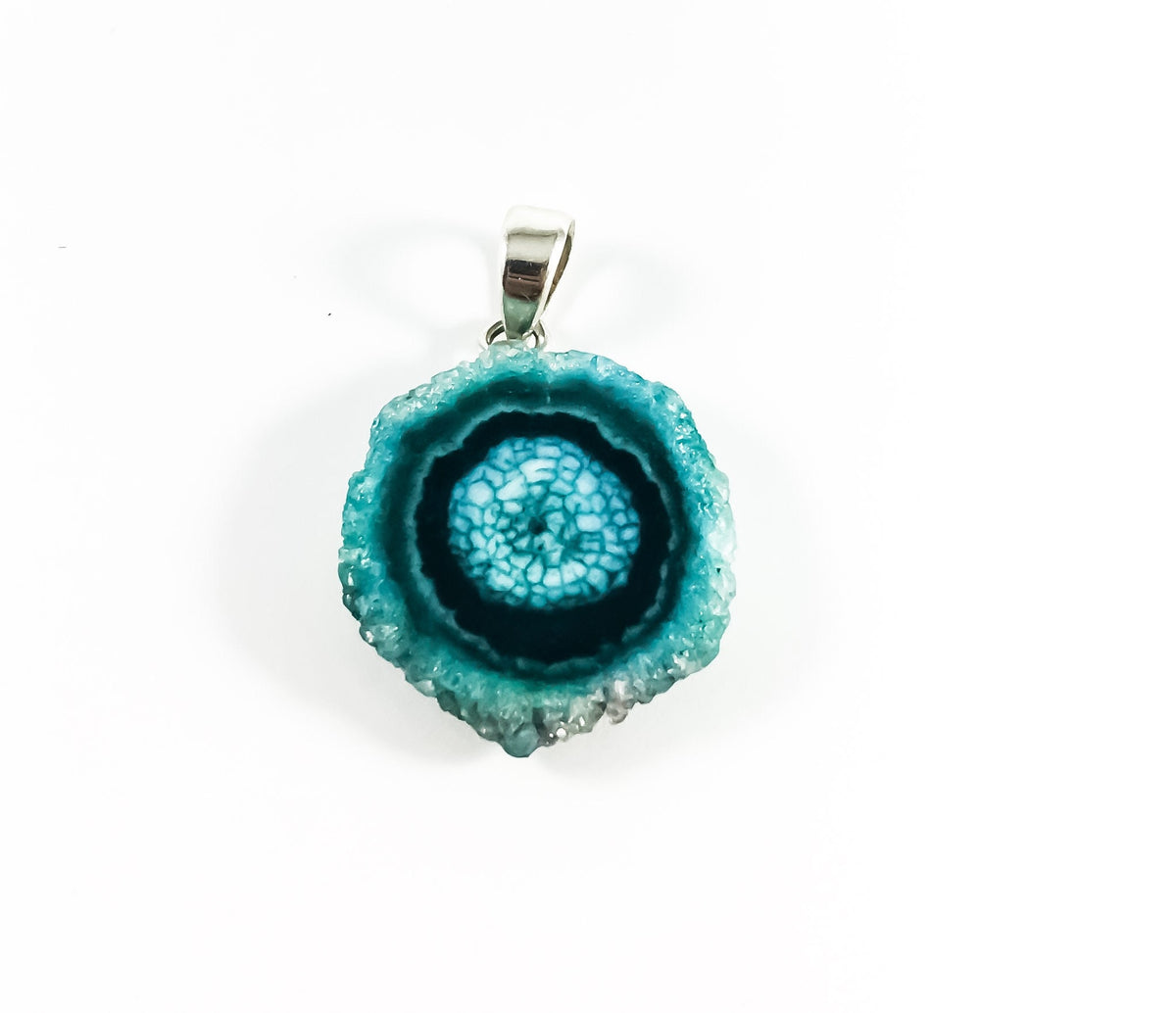 Sea Blue Gemstone Pendant with Free Chain - Green Agate Pendant - Druzy Pendant - Rough Gemstone Pendant -  Unisex Pendant - June Birthstone