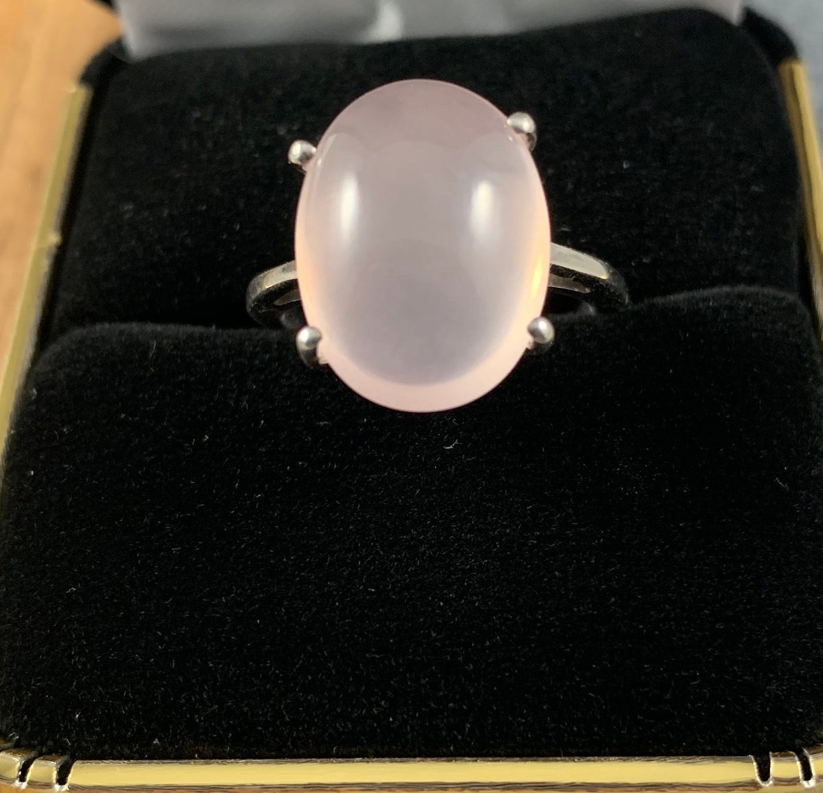 Natural Rose Quartz Cabochon Ring - US 7.0 -  Pretty Pink Ring - Baby Pink Ring - May Birthstone - Gift for Her - Solid Sterling Silver Ring