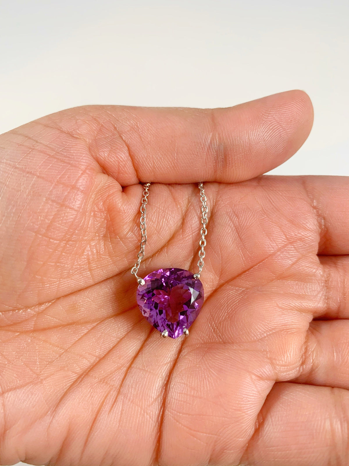RARE Lustrous Amethyst Pendant with attached Chain - Lustrous Amethyst Necklace - February Birthstone - Solid 925 Sterling Silver Pendant