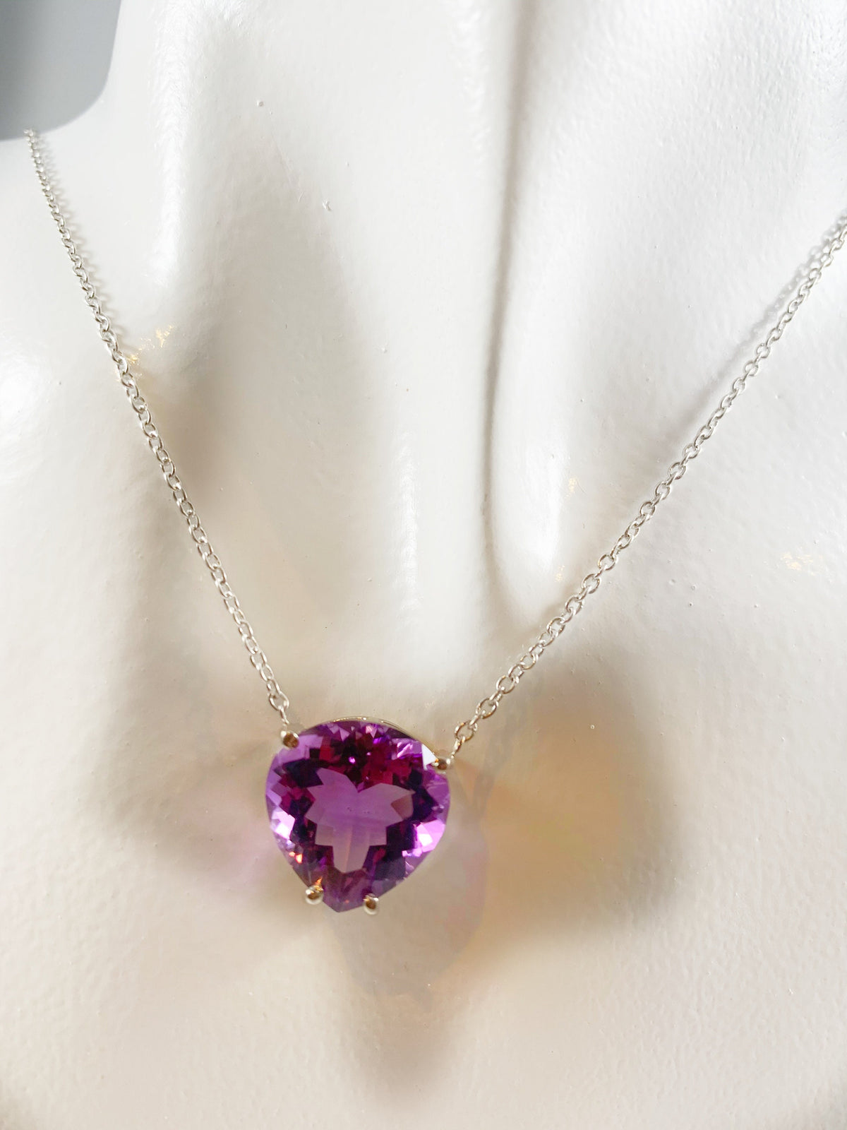 RARE Lustrous Amethyst Pendant with attached Chain - Lustrous Amethyst Necklace - February Birthstone - Solid 925 Sterling Silver Pendant