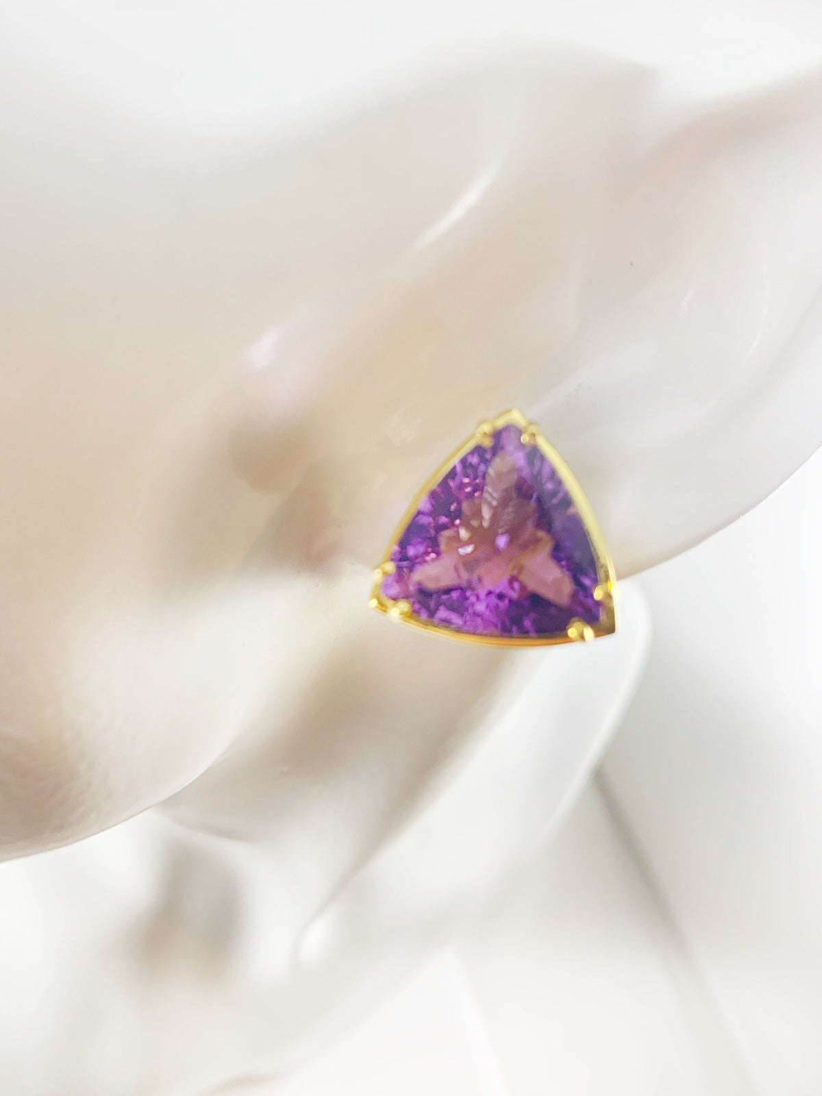 Stunning Large Amethyst Studs - Gold Amethyst Earrings - Amethyst Party Wear Earrings - Christmas Earrings - Solid Sterling Silver Studs