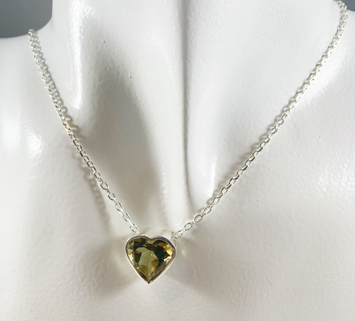 Heart Shaped Lemon Topaz Silver Pendant - Lemon Topaz Pendant w Free Chain - November Birthstone - Heart Necklace - Solid Sterling Silver