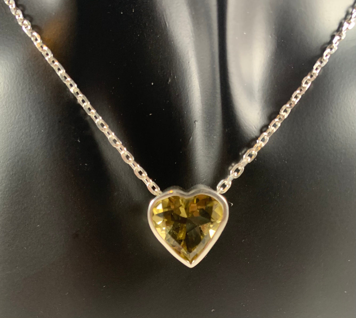 Heart Shaped Lemon Topaz Silver Pendant - Lemon Topaz Pendant w Free Chain - November Birthstone - Heart Necklace - Solid Sterling Silver
