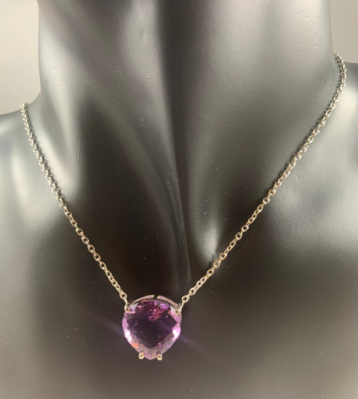RARE Lustrous Amethyst Pendant with attached Chain - Lustrous Amethyst Necklace - February Birthstone - Solid 925 Sterling Silver Pendant