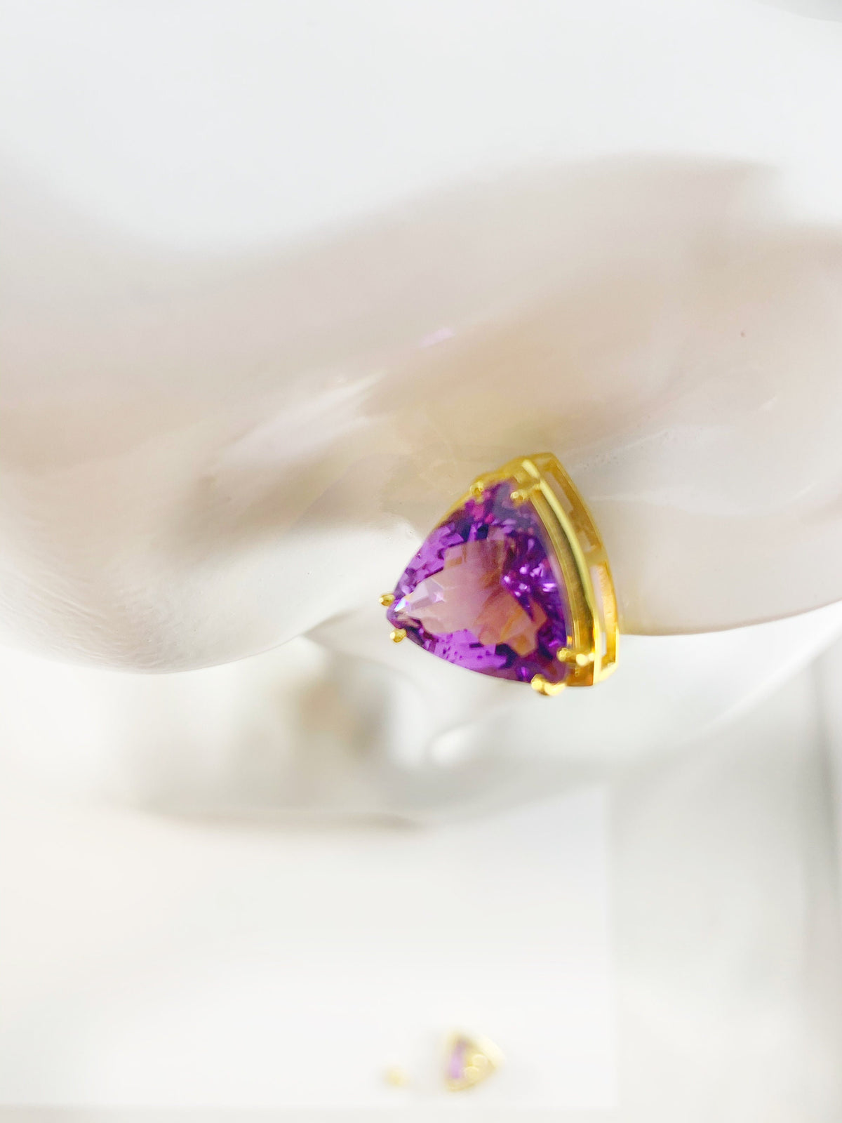 Stunning Large Amethyst Studs - Gold Amethyst Earrings - Amethyst Party Wear Earrings - Christmas Earrings - Solid Sterling Silver Studs