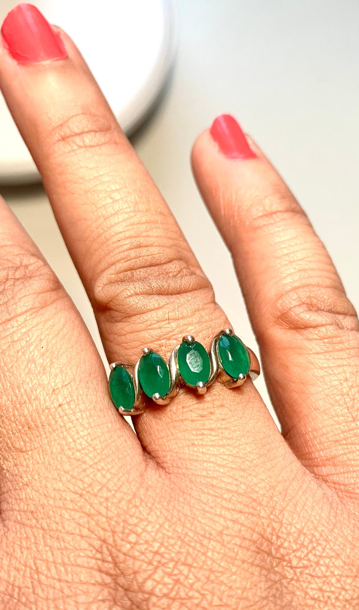 Genuine Green Onyx Ring - Onyx Ring - July Birthstone Ring - Gift for Her - Green Stone Ring - Size 7.75 Ring - Solid Sterling Silver Ring