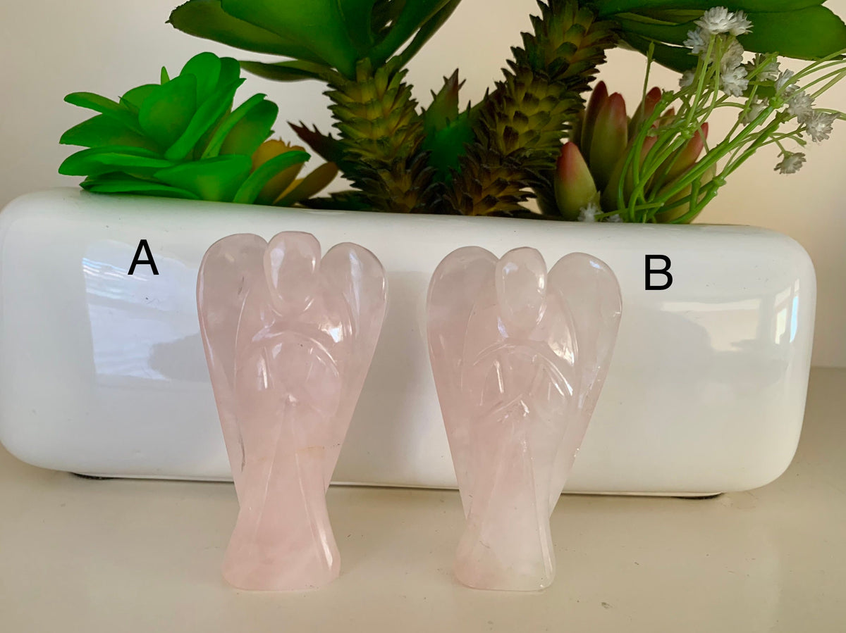Natural Gemstone Angels - Carved Gemstone Figurine -  Angels for Gift - Rose Quartz Angel - Crystal Angel - Christmas Gift