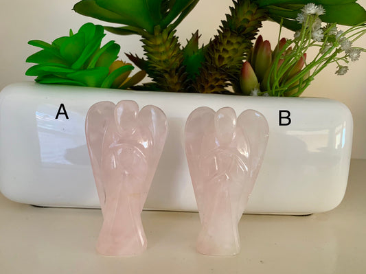 Natural Gemstone Angels - Carved Gemstone Figurine -  Angels for Gift - Rose Quartz Angel - Crystal Angel - Christmas Gift