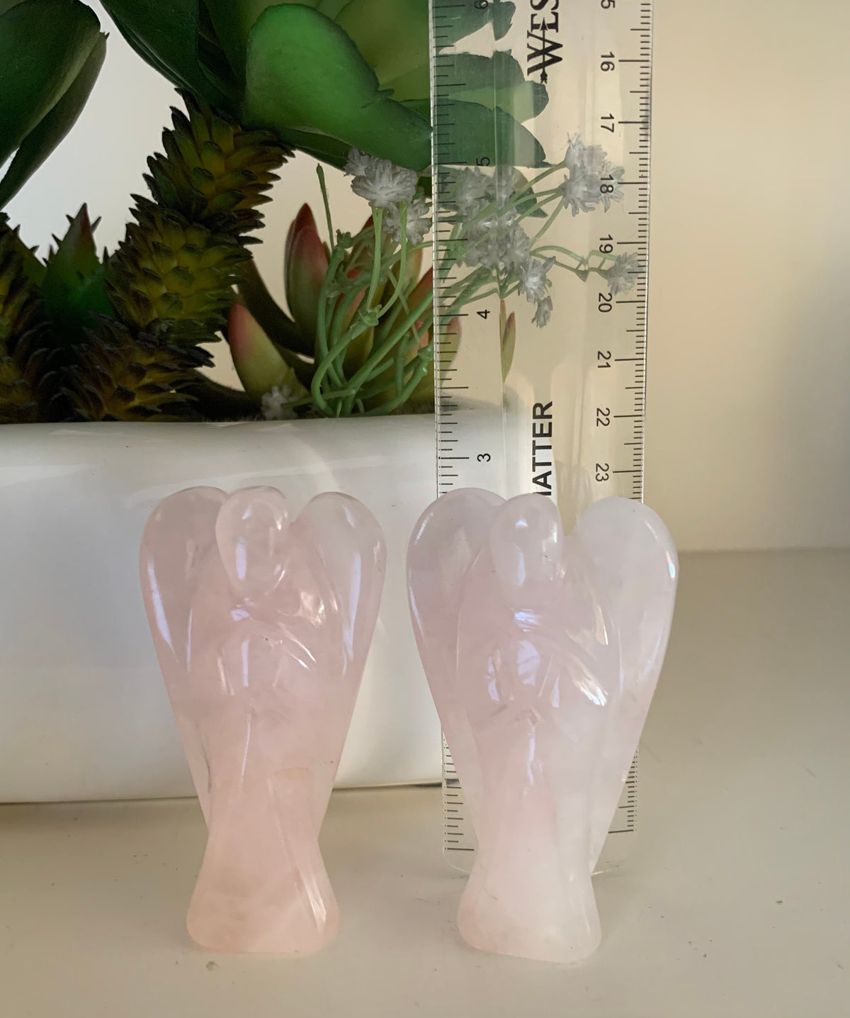 Natural Gemstone Angels - Carved Gemstone Figurine -  Angels for Gift - Rose Quartz Angel - Crystal Angel - Christmas Gift