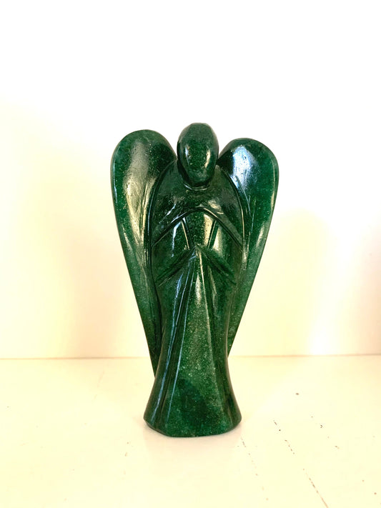 Natural Gemstone Angel - Carved Gemstone Figurine -  Angels for Gift - Green Aventurine Angel - Crystal Angel - Christmas Gift - 4 Inch