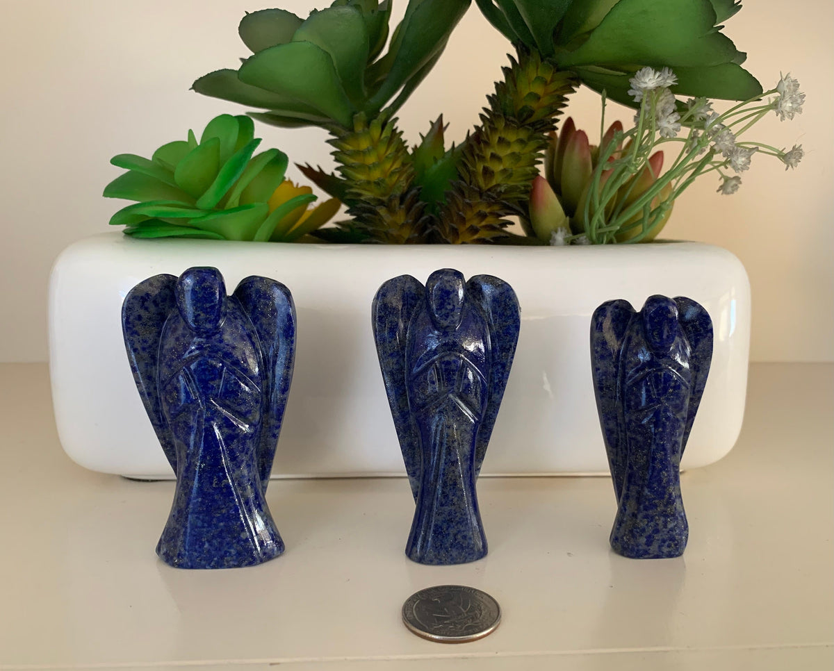 Natural Gemstone Angels - Carved Gemstone Figurine -  Angels for Gift - Lapis Lazuli Angels - Lapis Angels - Crystal Angels - Christmas Gift