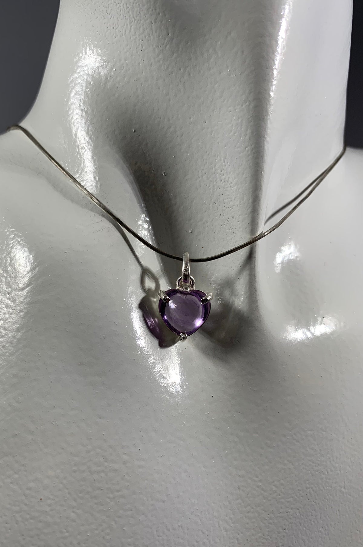 Heart Shaped Silver Pendant w Free Chain - Amethyst - Tiger Eye - Lapis Lazuli - Smoky Quartz - Heart Necklace - Solid 925 Sterling Silver