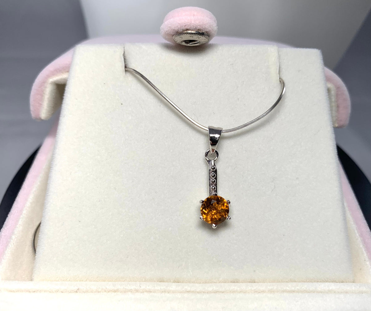 Flashy Citrine Pendant - Round Citrine Pendant - November Birthstone - Birthday Gift - Anniversary Gift - Solid 925 Sterling Silver Pendant
