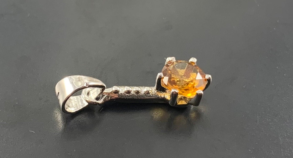Flashy Citrine Pendant - Round Citrine Pendant - November Birthstone - Birthday Gift - Anniversary Gift - Solid 925 Sterling Silver Pendant